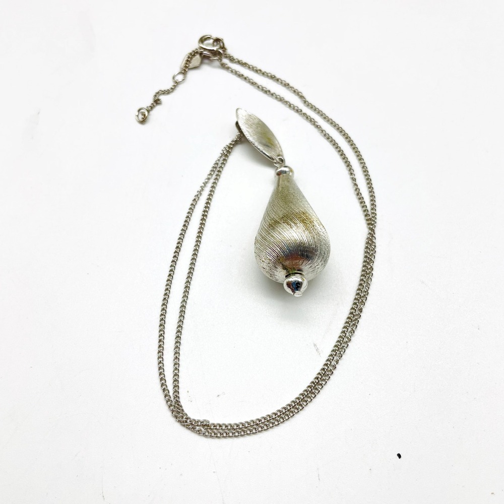 Sarah Coventry Pendant Necklace Silver Tone Faux Pearl Teardrop Signed Vintage - Picture 4 of 5